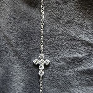 NWT 8" Adjustable 925 Silver .75 CTW Moissanite Cross Bracelet/Anklet